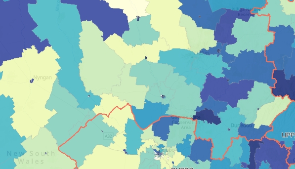 An illustration of electorate boundaries as a map.