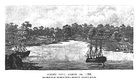 First Fleet ships in Sydney Cove, 1788