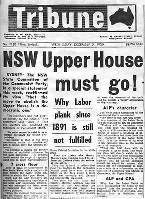 Democratising the Legislative Council, The Communist paper Tribune makes its view clear on the future of the Legislative Council in 1959