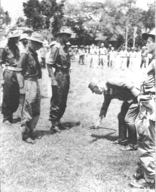 Lt-Colonel Robson, Member for Vaucluse in NSW Parliament takes the Japanese surrender t Bandjermasin, Borneo