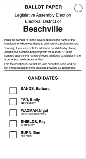 A Sample Ballot Form