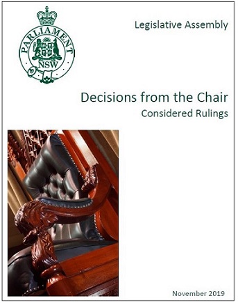 Decisions from the Chair - Considered Rulings