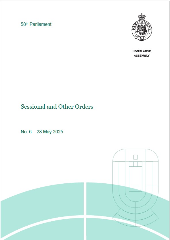 Sessional and Other Orders Cover