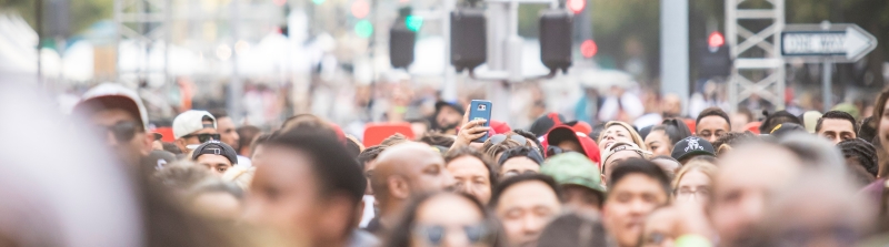 Crowd of people in city street