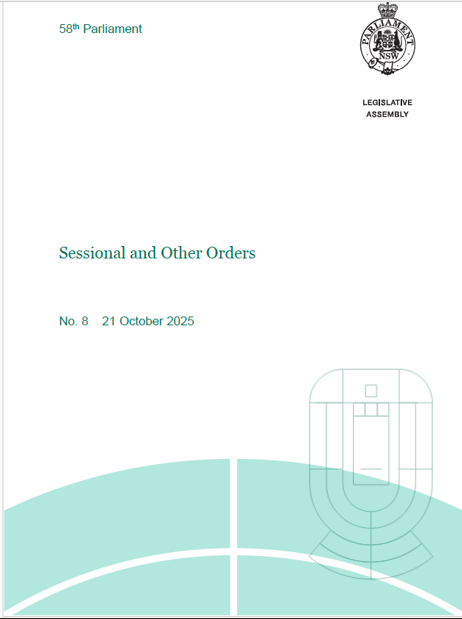 Sessional and Other Orders Cover